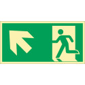 Panneau de secours DIN EN ISO 7010 L297xL148mm issue de secours à gauche en haut Ku. (Par. 10)