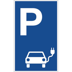 Signalisation de parking pour véhicules L400xL250mm aluminium bleu/blanc
