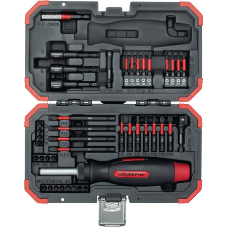 Assortiment d'embouts R33003043 43 pièces PH/PZD/TX/fendu GEDORE RED