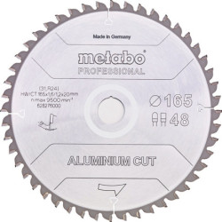 Lame de scie circulaire D165xÉpaisseur 1,2xAlésage 20mm FZ/TR Z. 48 angle de coupe 5 degrés Metabo