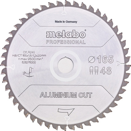 Lame de scie circulaire D165xÉpaisseur 1,2xAlésage 20mm FZ/TR Z. 48 angle de coupe 5 degrés Metabo