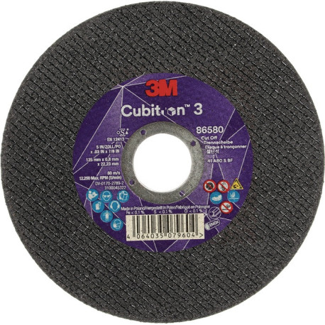Disque à tronçonner Cubitron™ 3 D125x0,8mm ger.3M™ Cubitron™ 3 alésage.22,23mm 3M (Par 25)