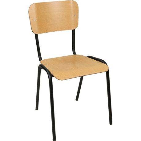 Chaise empilable en hêtre laqué naturel.STA noir BMV (Par 4)