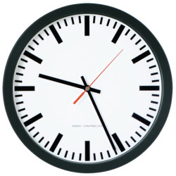 Horloge radio-réveil murale Ku.noir D.300mm barre 1,5V D.300mm