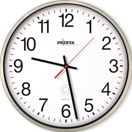 Horloge radio-réveil murale Ku.argent mat D.300mm 1,5V chiffres