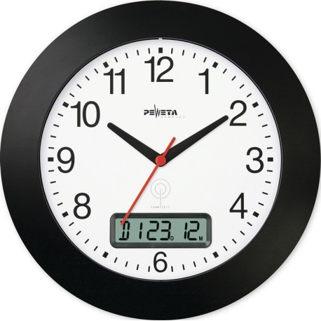 Horloge radio-réveil murale Ku.black D.300mm chiffres
