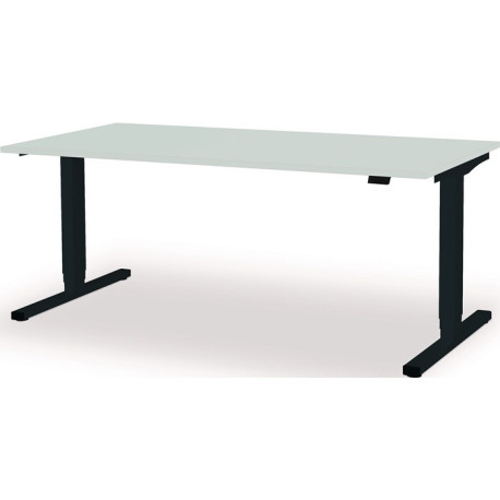 Bureau à levier H650-1250xL1800xP800mm gris anthracite/gris clair électr.MAUSER