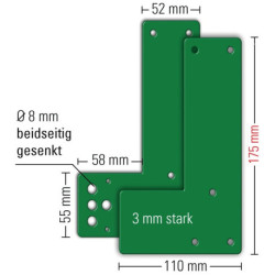 Plaque de montage 901-/ 991 470 Mont.an GLT protection de porte pivotante Gauche/Droite L175xL110mm GFS
