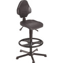 Siège de travail pivotant W13 sur patins + repose-pieds mousse polyuréthane noir
