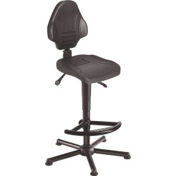 Siège de travail pivotant W13 sur patins + repose-pieds mousse polyuréthane noir