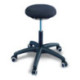 Tabouret pivotant à roulettes, revêtement en tissu noir, hauteur d'assise 470-600 mm