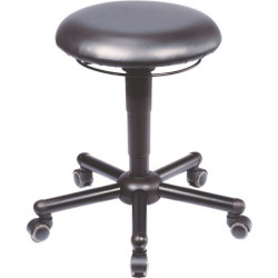 Tabouret pivotant A19 avec rails simili cuir assise noire H.465-595mm tabouret MEY