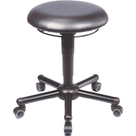 Tabouret pivotant A19 avec rails simili cuir assise noire H.465-595mm tabouret MEY
