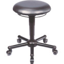 Tabouret pivotant A19 avec rails simili cuir assise noire H.465-595mm tabouret MEY