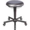 Tabouret pivotant A19 avec rails simili cuir assise noire H.465-595mm tabouret MEY
