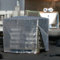 Couvercle de caisse grillagé L.850xL.1250mm transparent G.3,8kg avec fermeture éclair