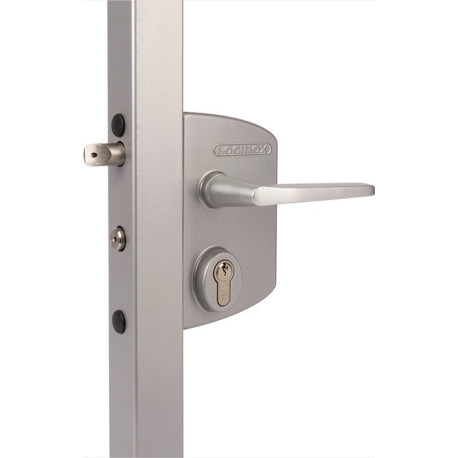 Serrure industrielle argent 4 trous Mont.f.40-60mm profil LOCINOX