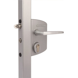 Serrure industrielle grise 4 trous Mont.f.40-60mm profil LOCINOX