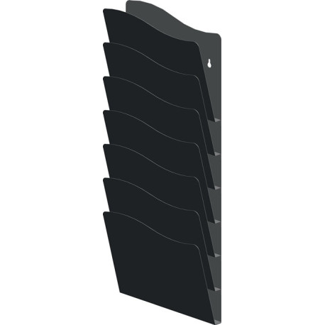 Porte-brochures H560xL240xPmm nombre de compartiments 7 DIN A4 métal noir