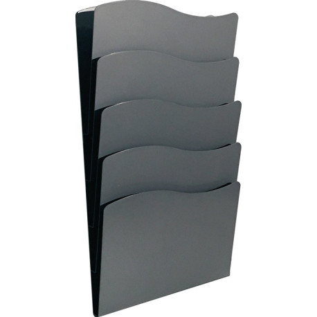 Porte-brochures H430xL240xPmm nombre de compartiments 5 DIN A4 métal noir