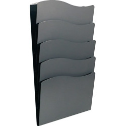 Porte-brochures H430xL240xPmm nombre de compartiments 5 DIN A4 métal argent