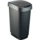 Poubelle de tri TWIST 50l H602xL298xP401mm noir couvercle bord argent foncé ROTHO
