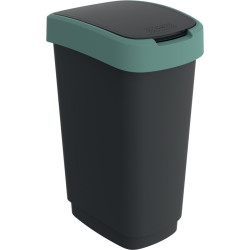 Poubelle de tri TWIST 50l H602xL298xP401mm noir couvercle bord bleu ROTHO