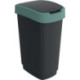 Poubelle de tri TWIST 50l H602xL298xP401mm noir couvercle bord vert ROTHO