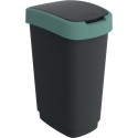 Poubelle de tri TWIST 50l H602xL298xP401mm noir couvercle bord vert ROTHO