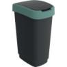 Poubelle de tri TWIST 50l H602xL298xP401mm noir couvercle bord vert ROTHO