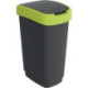 Poubelle de tri TWIST 50l H602xL298xP401mm noir couvercle bord jaune ROTHO