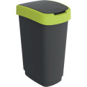 Poubelle de tri TWIST 50l H602xL298xP401mm noir couvercle bord jaune ROTHO