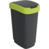 Poubelle de tri TWIST 50l H602xL298xP401mm noir couvercle bord jaune ROTHO