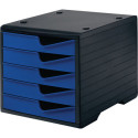 Coffre de rangement 5 tiroirs polystyrène noir/bleu H255xL270xP340mm STYRO