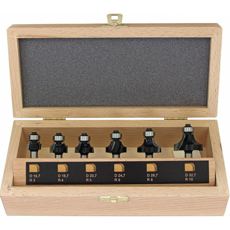 Jeu de fraises à arrondir 973CT06A03 tige HM D.8mm 6 pièces.