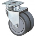 Roue 75mm Caoutchouc bleu gris
