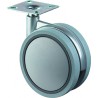 Roulette double avec plaque 75mm silbergris