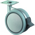 Roulette double avec plaque 60mm silbergris