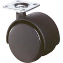 Roulette plastique F75 40 noir avec plat