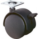 Roulette plastique F85 40 Frein + Platte