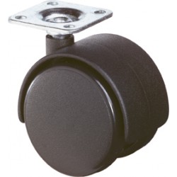 Roulette plastique F75 50 noir avec plat
