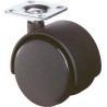 Roulette plastique F75 50 noir avec plat