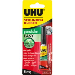 UHU Colle instantanée EASY, sans solvants, tube de 3 g (Par 10)