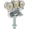 HELM 592 Monture tole galvanisée, fixation sur plat, galet avec moyeu M20x90, Hauteur réglable