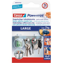Tesa Powerstrips Lot de 10 languettes double-face amovibles juqu'à 2 kg