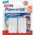 Tesa Powerstrips 2 Crochets rectangulaires blanc + 2 languettes Waterproof