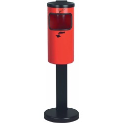 Poubelle cendrier rond rouge avec support