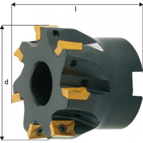 Fraise d'angle 90°, à arrosage interne, Ø d : 40 mm, Nombre de dents 6, Ø du perçage de positionnement 22 mm, Dimensions l : 40 mm