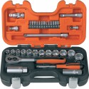 Set Douilles 1/4"+3/8"33 pièces Bahco