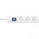 Multiprises Oversal 3f. avec interrupteur Blanc1,4m